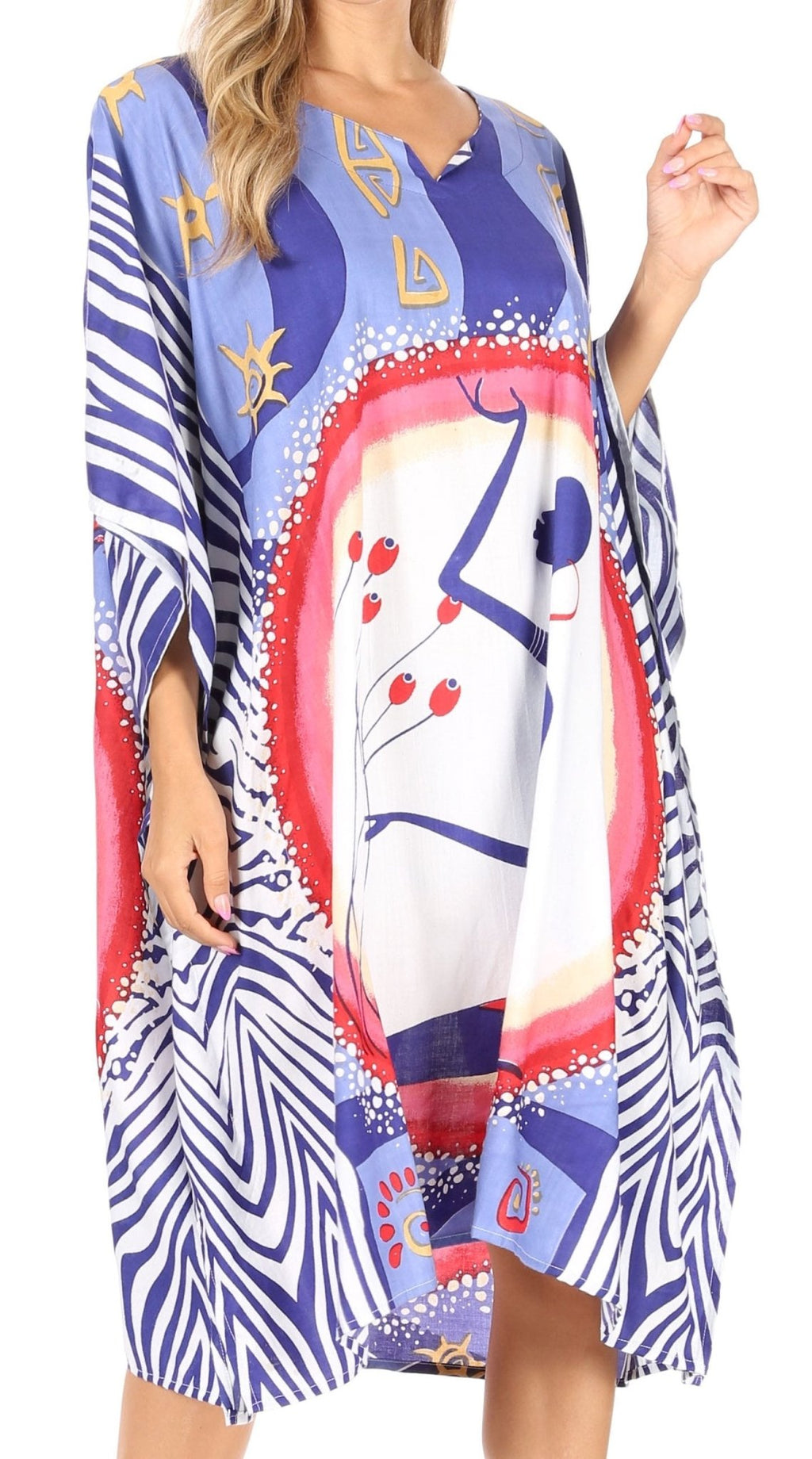 Sakkas Trina Women's Casual Loose Beach Poncho Caftan Dress Cover-up Many Print dresses La Vie Bien Sakkas Trina Women's Casual Loose Beach Poncho Caftan Dress Cover-up Many Print