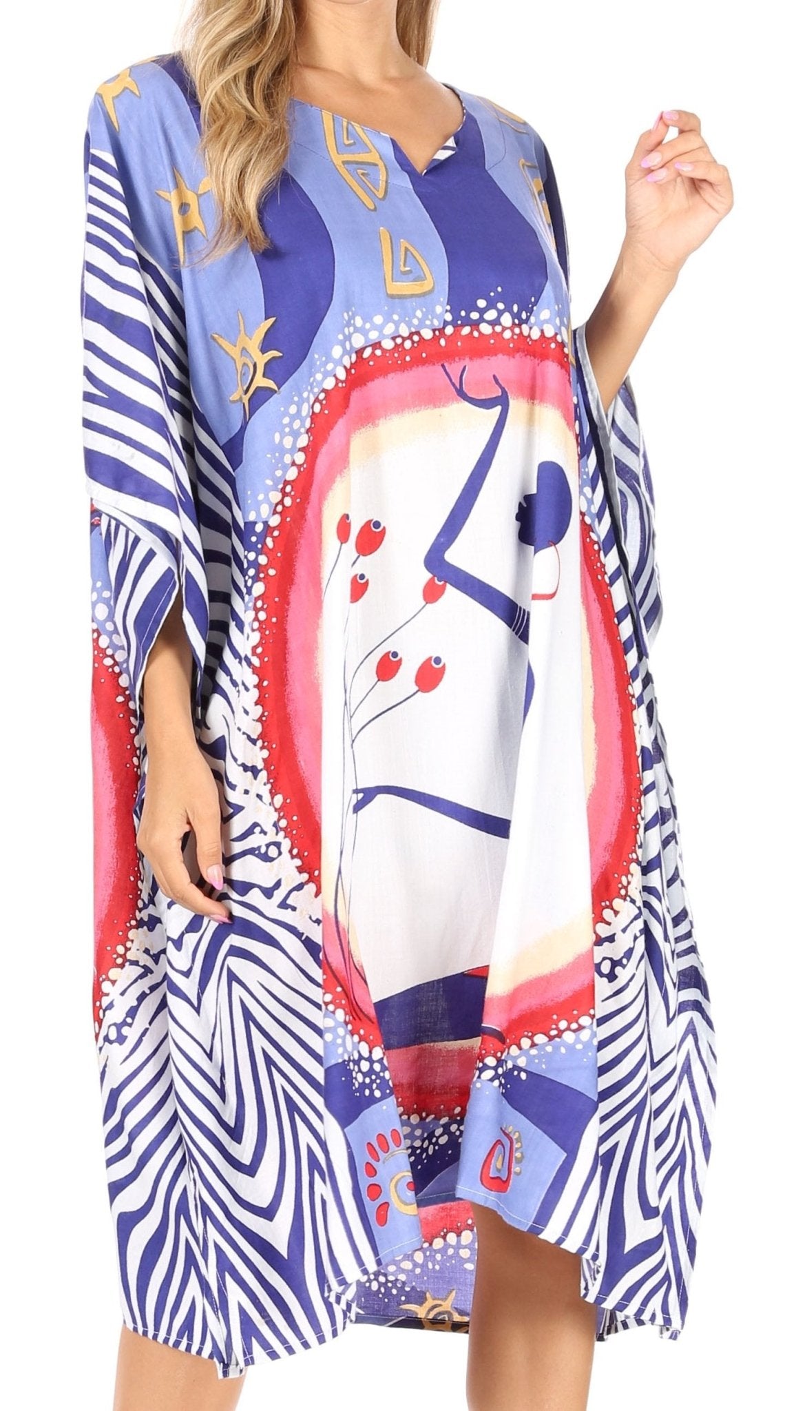 Sakkas Trina Women's Casual Loose Beach Poncho Caftan Dress Cover-up Many Print dresses La Vie Bien Sakkas Trina Women's Casual Loose Beach Poncho Caftan Dress Cover-up Many Print