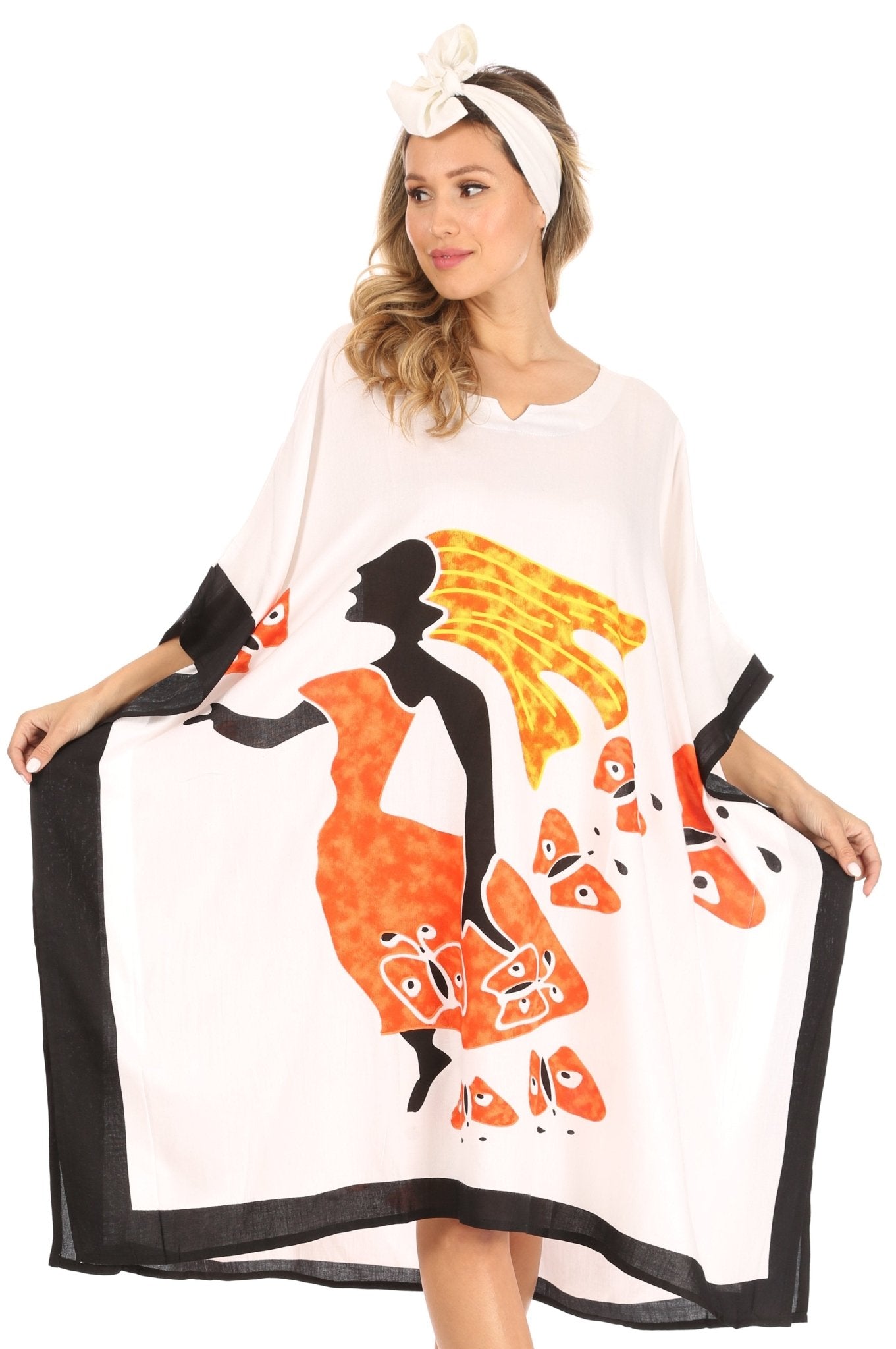 Sakkas Trina Women's Casual Loose Beach Poncho Caftan Dress Cover-up Many Print dresses La Vie Bien Sakkas Trina Women's Casual Loose Beach Poncho Caftan Dress Cover-up Many Print