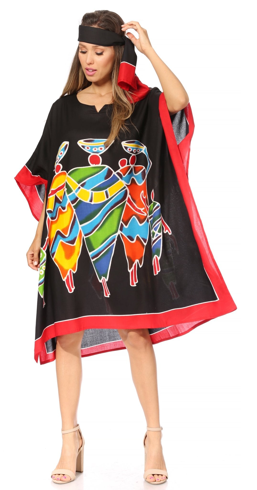 Sakkas Trina Women's Casual Loose Beach Poncho Caftan Dress Cover-up Many Print dresses La Vie Bien Sakkas Trina Women's Casual Loose Beach Poncho Caftan Dress Cover-up Many Print