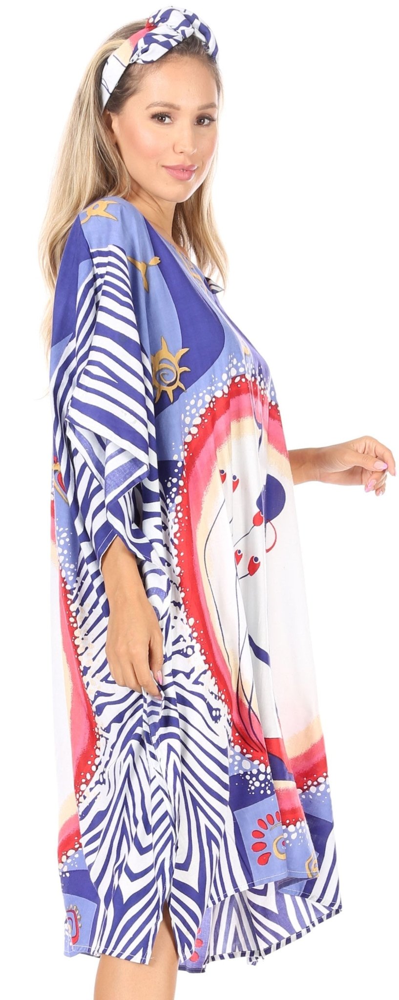 Sakkas Trina Women's Casual Loose Beach Poncho Caftan Dress Cover-up Many Print dresses La Vie Bien Sakkas Trina Women's Casual Loose Beach Poncho Caftan Dress Cover-up Many Print