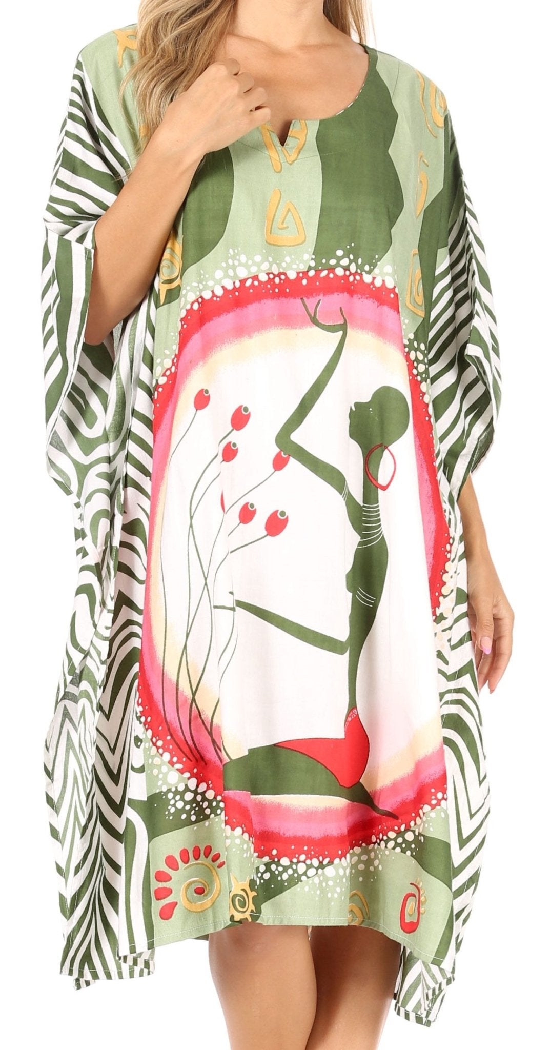 Sakkas Trina Women's Casual Loose Beach Poncho Caftan Dress Cover-up Many Print dresses La Vie Bien Sakkas Trina Women's Casual Loose Beach Poncho Caftan Dress Cover-up Many Print