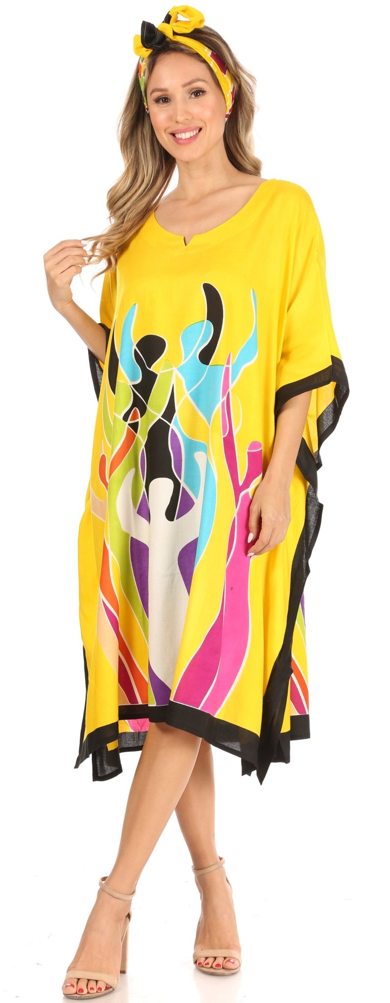 Sakkas Trina Women's Casual Loose Beach Poncho Caftan Dress Cover-up Many Print dresses La Vie Bien Sakkas Trina Women's Casual Loose Beach Poncho Caftan Dress Cover-up Many Print