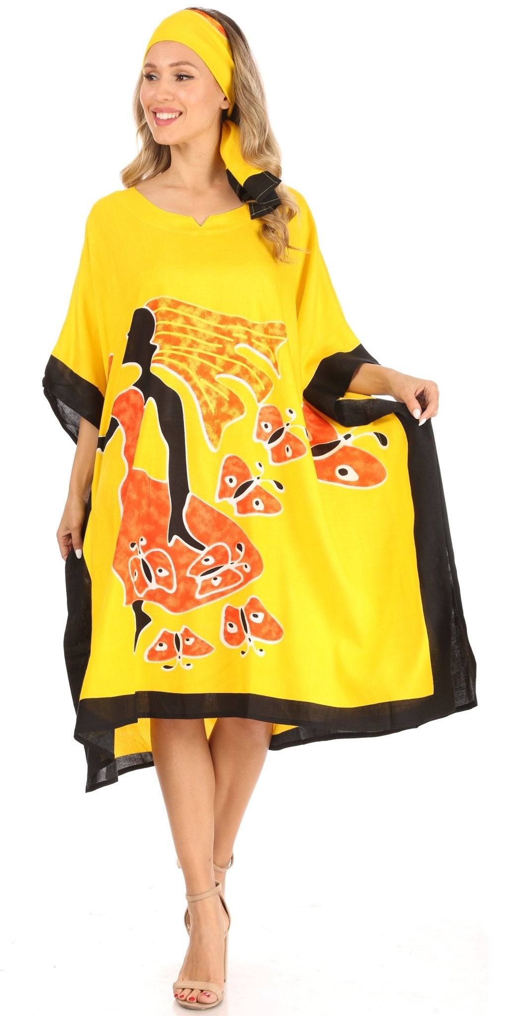 Sakkas Trina Women's Casual Loose Beach Poncho Caftan Dress Cover-up Many Print dresses La Vie Bien Sakkas Trina Women's Casual Loose Beach Poncho Caftan Dress Cover-up Many Print
