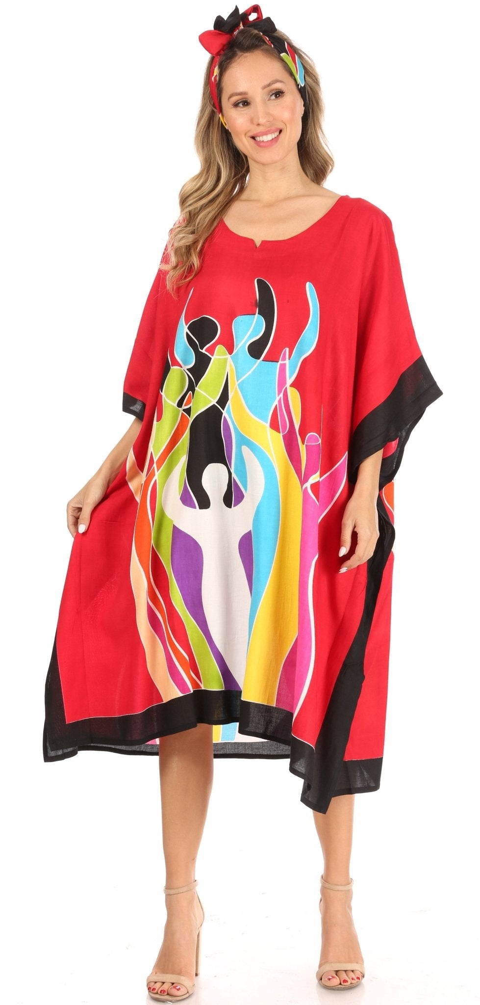 Sakkas Trina Women's Casual Loose Beach Poncho Caftan Dress Cover-up Many Print dresses La Vie Bien Sakkas Trina Women's Casual Loose Beach Poncho Caftan Dress Cover-up Many Print
