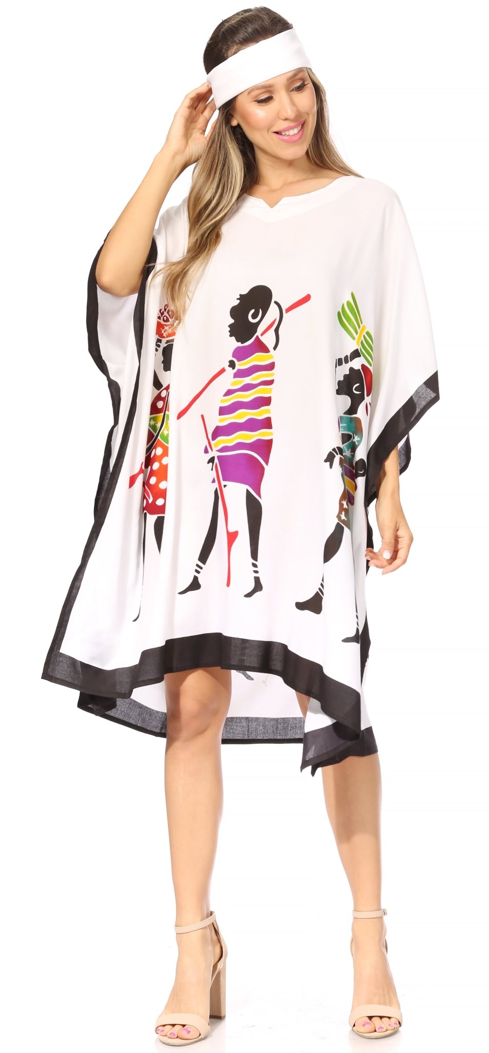 Sakkas Trina Women's Casual Loose Beach Poncho Caftan Dress Cover-up Many Print dresses La Vie Bien Sakkas Trina Women's Casual Loose Beach Poncho Caftan Dress Cover-up Many Print