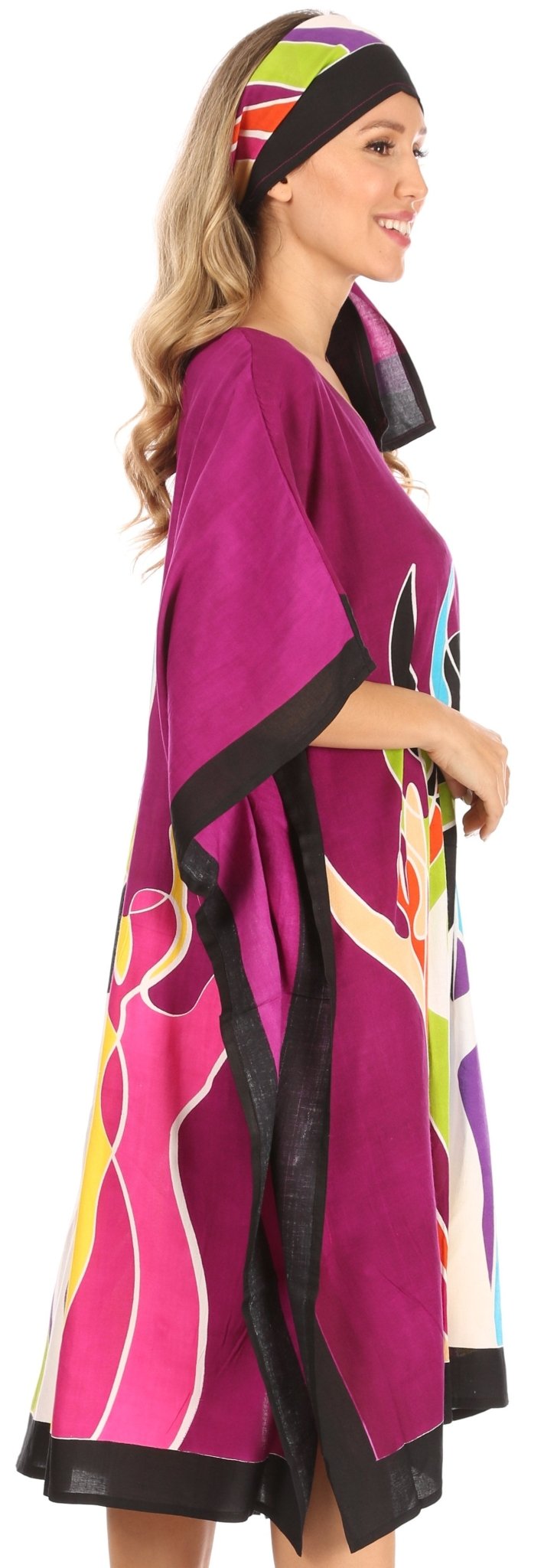 Sakkas Trina Women's Casual Loose Beach Poncho Caftan Dress Cover-up Many Print dresses La Vie Bien Sakkas Trina Women's Casual Loose Beach Poncho Caftan Dress Cover-up Many Print
