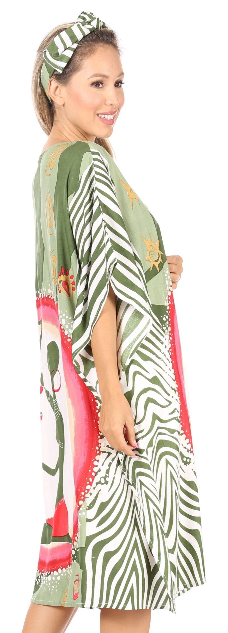 Sakkas Trina Women's Casual Loose Beach Poncho Caftan Dress Cover-up Many Print dresses La Vie Bien Sakkas Trina Women's Casual Loose Beach Poncho Caftan Dress Cover-up Many Print