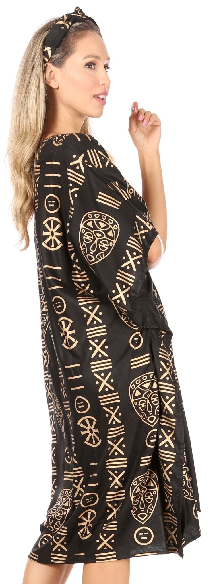 Sakkas Trina Women's Casual Loose Beach Poncho Caftan Dress Cover-up Many Print dresses La Vie Bien Sakkas Trina Women's Casual Loose Beach Poncho Caftan Dress Cover-up Many Print
