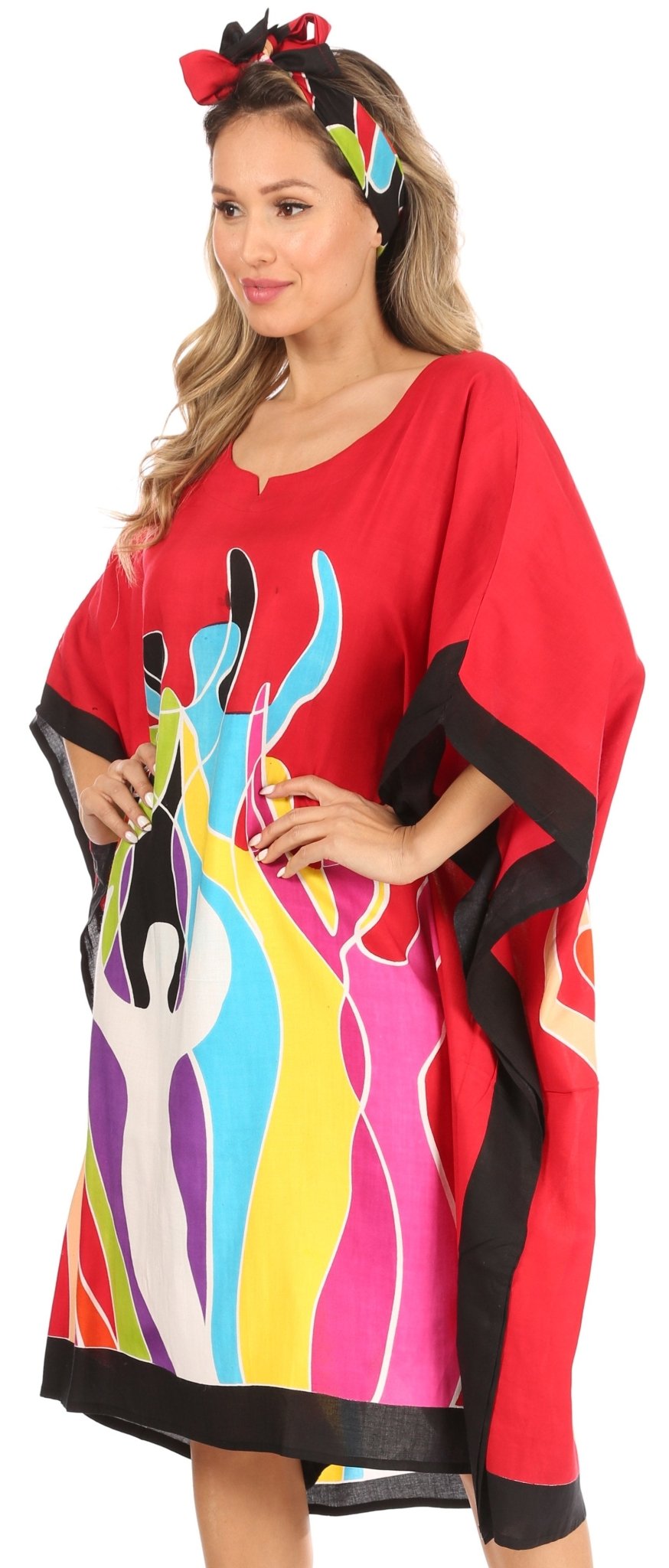 Sakkas Trina Women's Casual Loose Beach Poncho Caftan Dress Cover-up Many Print dresses La Vie Bien Sakkas Trina Women's Casual Loose Beach Poncho Caftan Dress Cover-up Many Print