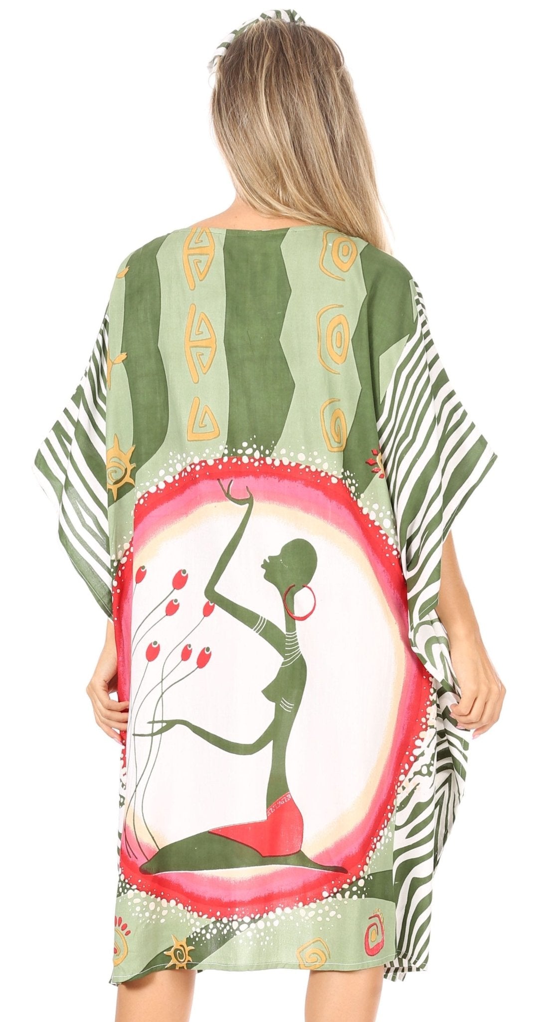 Sakkas Trina Women's Casual Loose Beach Poncho Caftan Dress Cover-up Many Print dresses La Vie Bien Sakkas Trina Women's Casual Loose Beach Poncho Caftan Dress Cover-up Many Print
