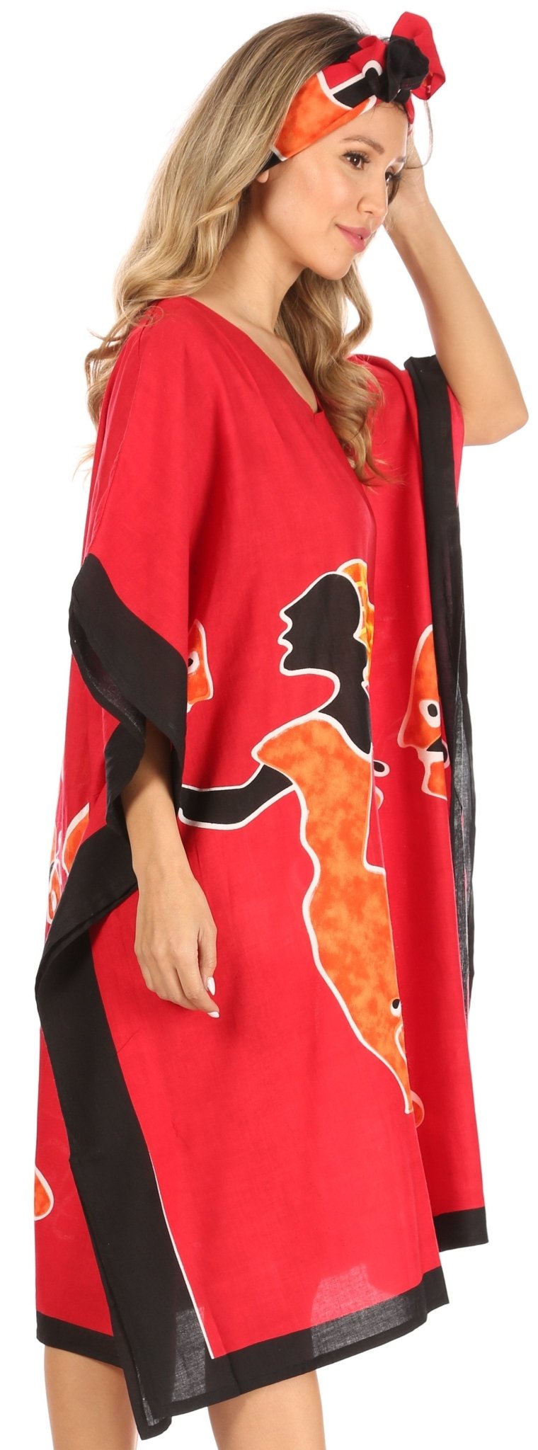 Sakkas Trina Women's Casual Loose Beach Poncho Caftan Dress Cover-up Many Print dresses La Vie Bien Sakkas Trina Women's Casual Loose Beach Poncho Caftan Dress Cover-up Many Print