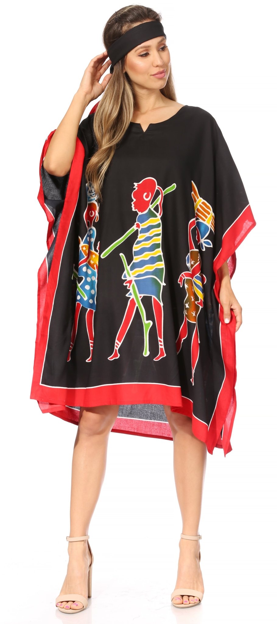 Sakkas Trina Women's Casual Loose Beach Poncho Caftan Dress Cover-up Many Print dresses La Vie Bien Sakkas Trina Women's Casual Loose Beach Poncho Caftan Dress Cover-up Many Print