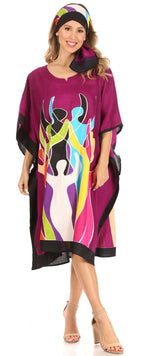 Sakkas Trina Women's Casual Loose Beach Poncho Caftan Dress Cover-up Many Print dresses La Vie Bien Sakkas Trina Women's Casual Loose Beach Poncho Caftan Dress Cover-up Many Print