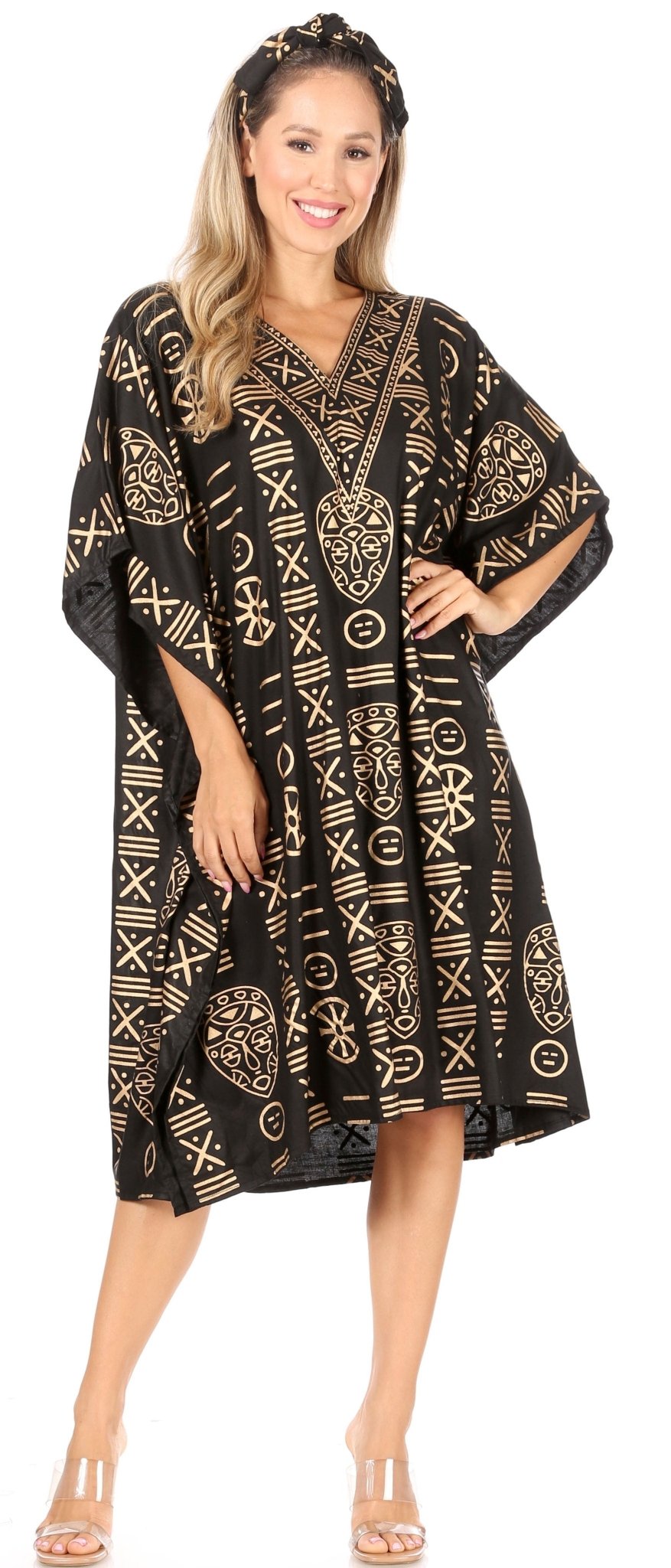 Sakkas Trina Women's Casual Loose Beach Poncho Caftan Dress Cover-up Many Print dresses La Vie Bien Sakkas Trina Women's Casual Loose Beach Poncho Caftan Dress Cover-up Many Print