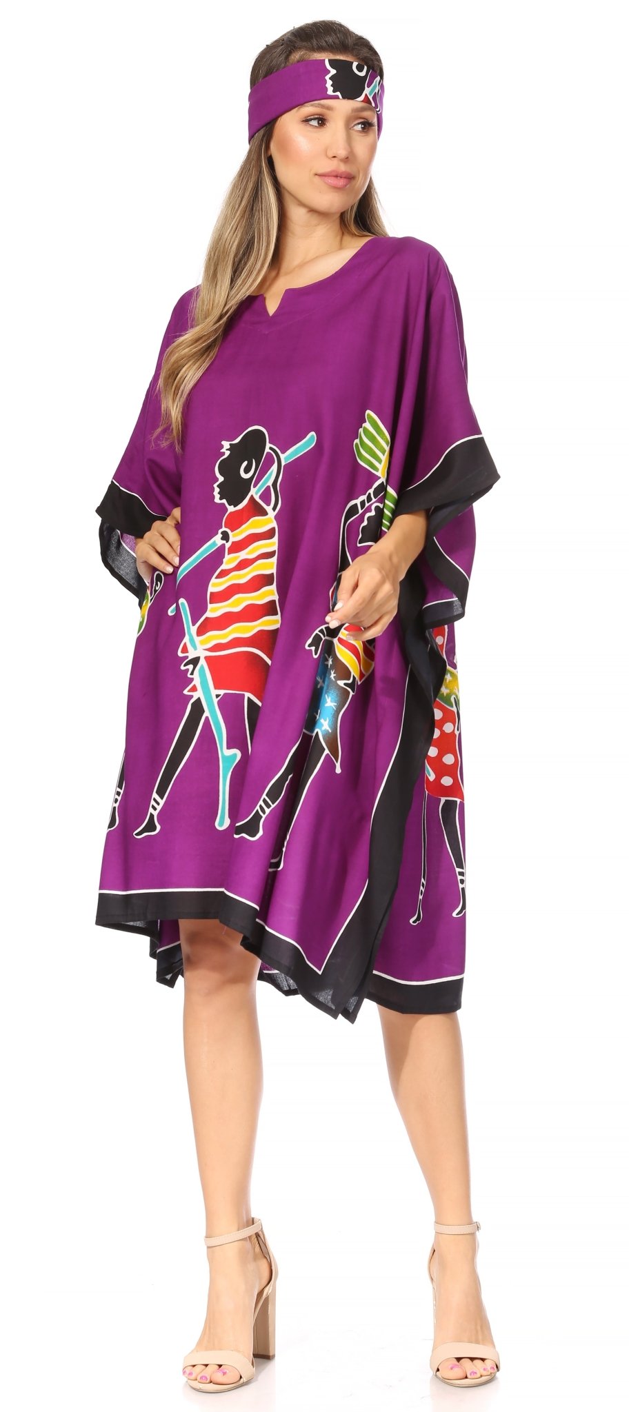 Sakkas Trina Women's Casual Loose Beach Poncho Caftan Dress Cover-up Many Print dresses La Vie Bien Sakkas Trina Women's Casual Loose Beach Poncho Caftan Dress Cover-up Many Print