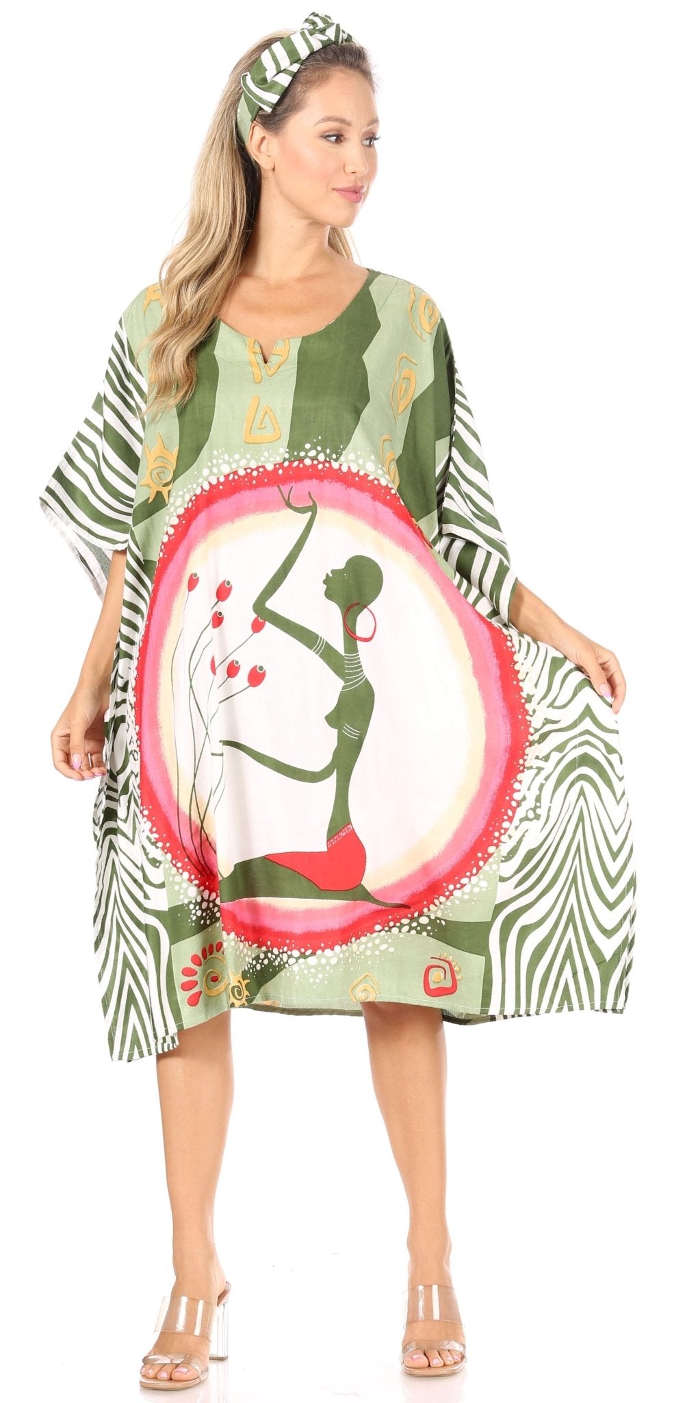 Sakkas Trina Women's Casual Loose Beach Poncho Caftan Dress Cover-up Many Print dresses La Vie Bien Sakkas Trina Women's Casual Loose Beach Poncho Caftan Dress Cover-up Many Print