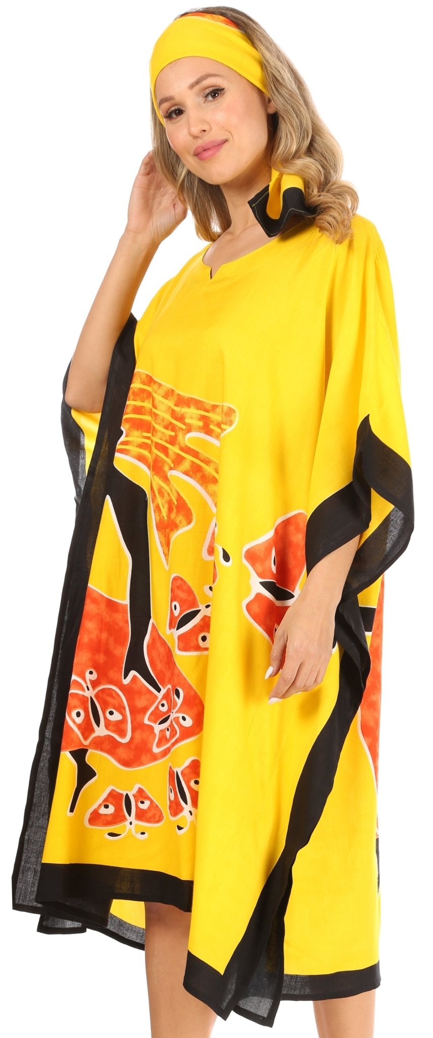 Sakkas Trina Women's Casual Loose Beach Poncho Caftan Dress Cover-up Many Print dresses La Vie Bien Sakkas Trina Women's Casual Loose Beach Poncho Caftan Dress Cover-up Many Print