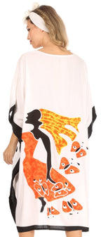 Sakkas Trina Women's Casual Loose Beach Poncho Caftan Dress Cover-up Many Print dresses La Vie Bien Sakkas Trina Women's Casual Loose Beach Poncho Caftan Dress Cover-up Many Print