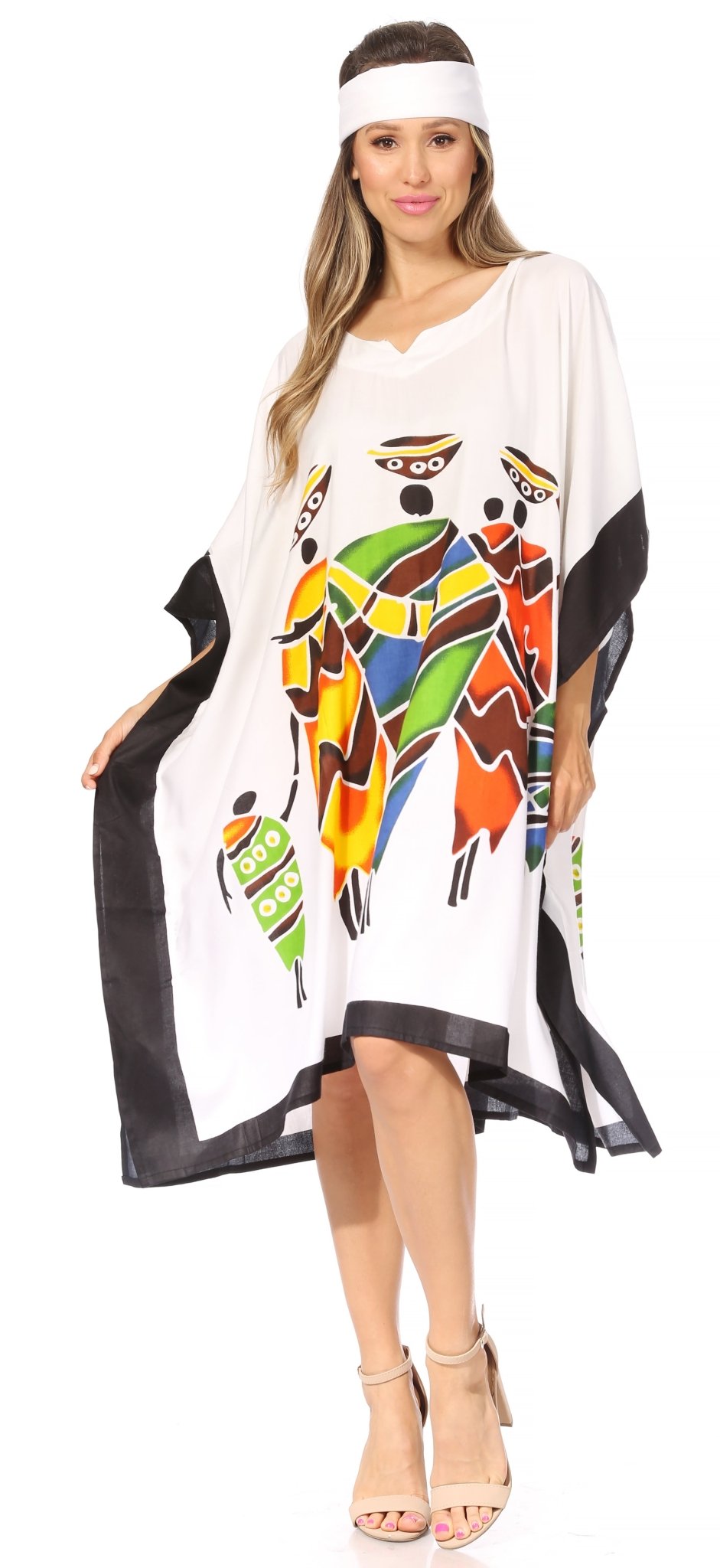 Sakkas Trina Women's Casual Loose Beach Poncho Caftan Dress Cover-up Many Print dresses La Vie Bien Sakkas Trina Women's Casual Loose Beach Poncho Caftan Dress Cover-up Many Print