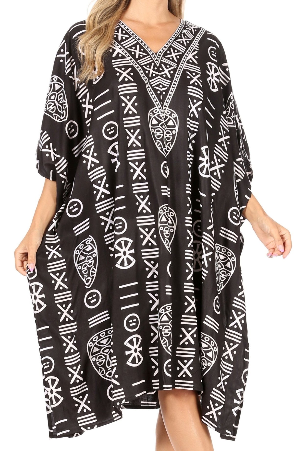 Sakkas Trina Women's Casual Loose Beach Poncho Caftan Dress Cover-up Many Print dresses La Vie Bien Sakkas Trina Women's Casual Loose Beach Poncho Caftan Dress Cover-up Many Print