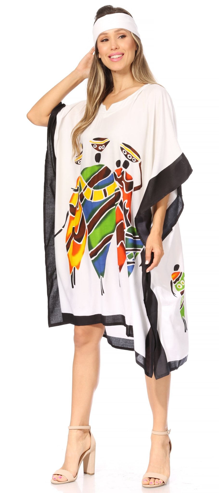 Sakkas Trina Women's Casual Loose Beach Poncho Caftan Dress Cover-up Many Print dresses La Vie Bien Sakkas Trina Women's Casual Loose Beach Poncho Caftan Dress Cover-up Many Print