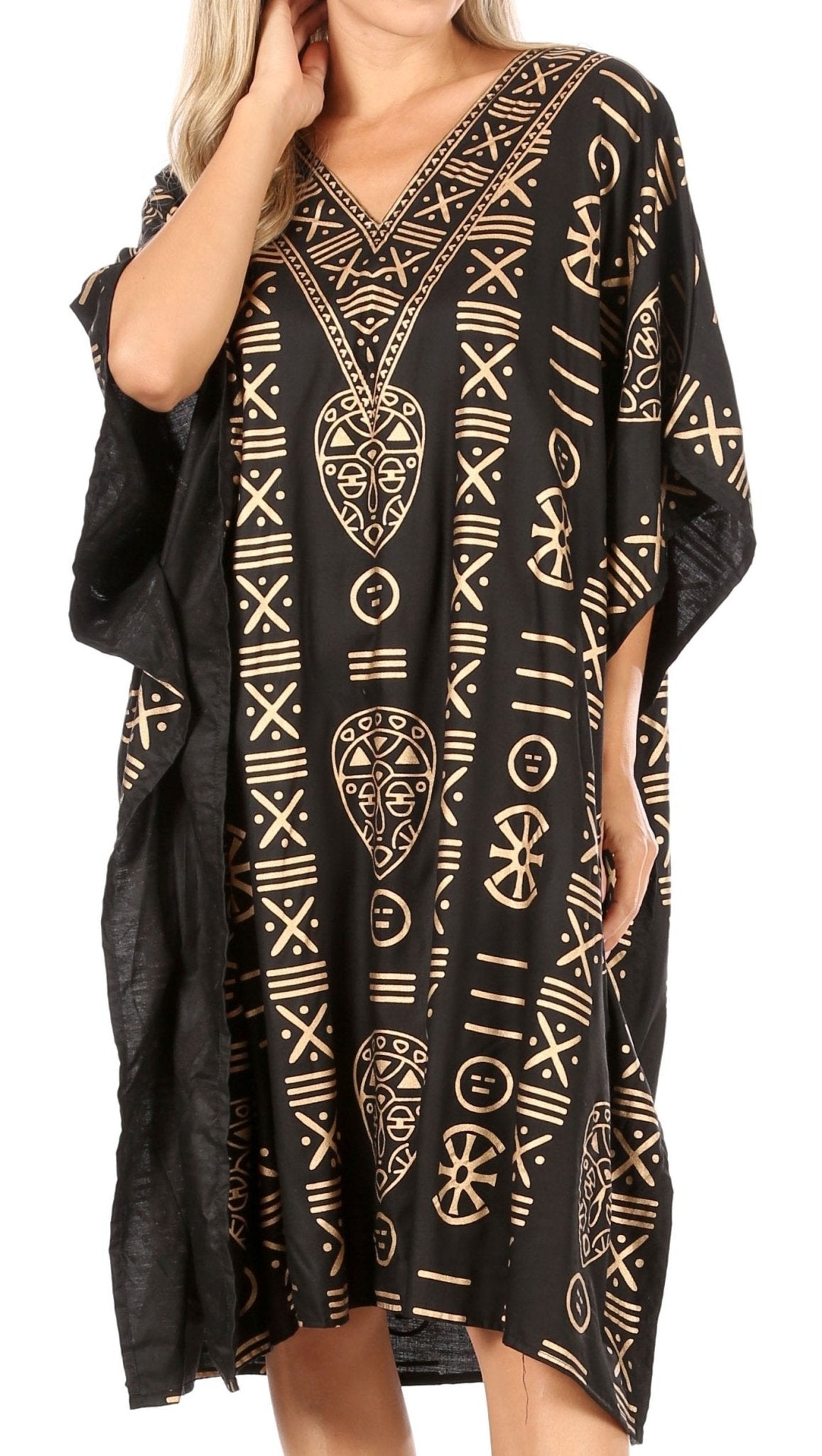 Sakkas Trina Women's Casual Loose Beach Poncho Caftan Dress Cover-up Many Print dresses La Vie Bien Sakkas Trina Women's Casual Loose Beach Poncho Caftan Dress Cover-up Many Print