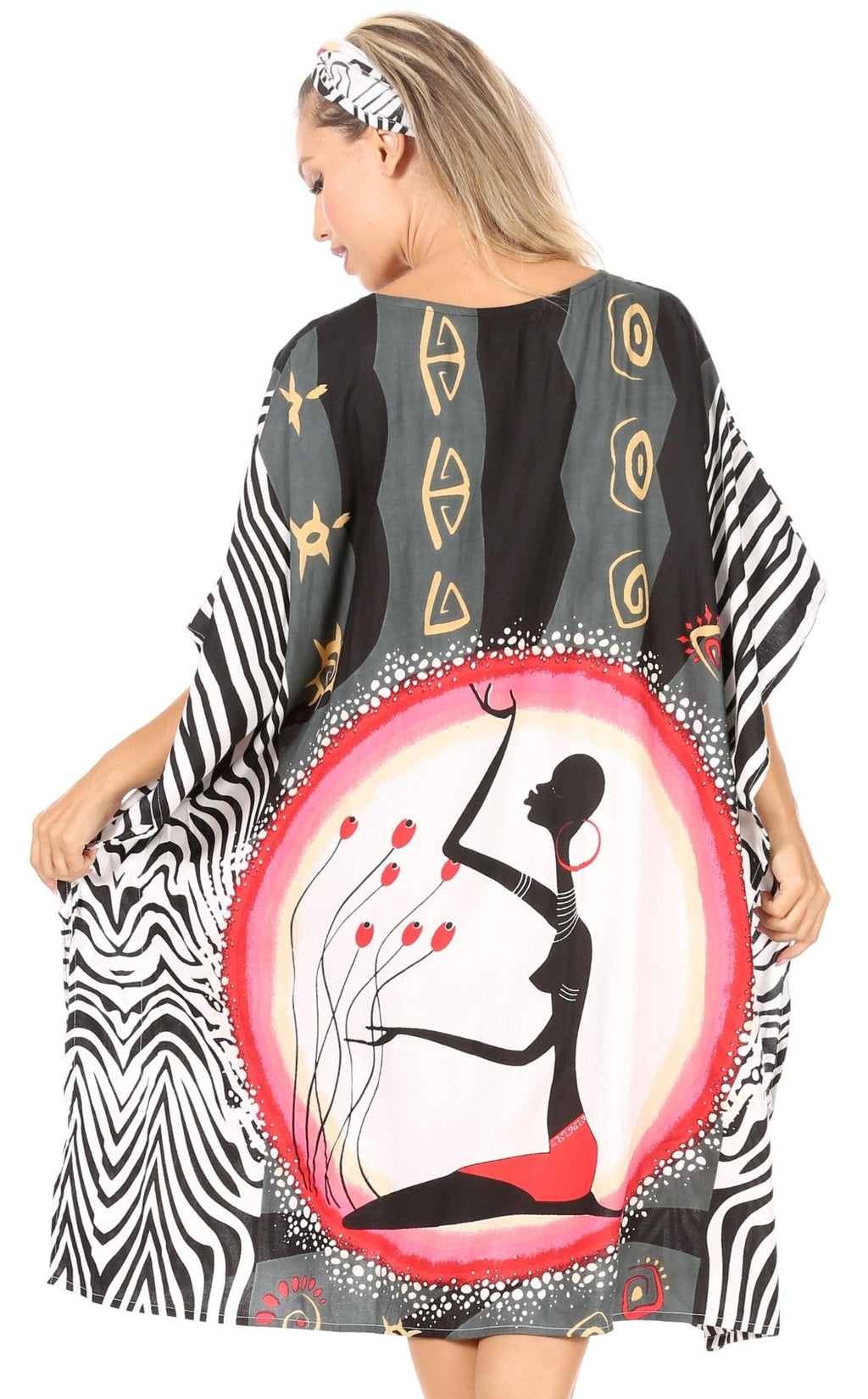 Sakkas Trina Women's Casual Loose Beach Poncho Caftan Dress Cover-up Many Print dresses La Vie Bien Sakkas Trina Women's Casual Loose Beach Poncho Caftan Dress Cover-up Many Print
