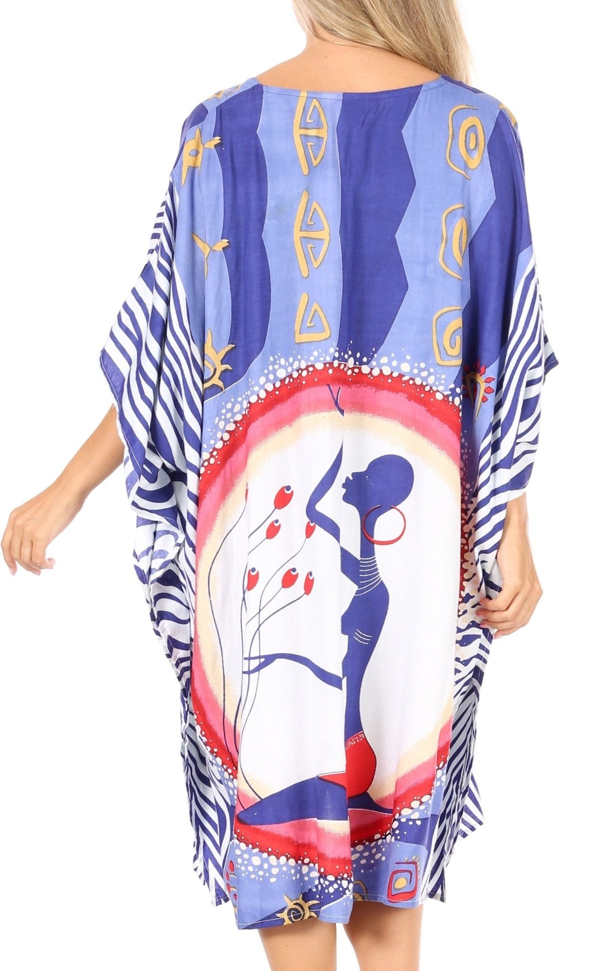 Sakkas Trina Women's Casual Loose Beach Poncho Caftan Dress Cover-up Many Print dresses La Vie Bien Sakkas Trina Women's Casual Loose Beach Poncho Caftan Dress Cover-up Many Print