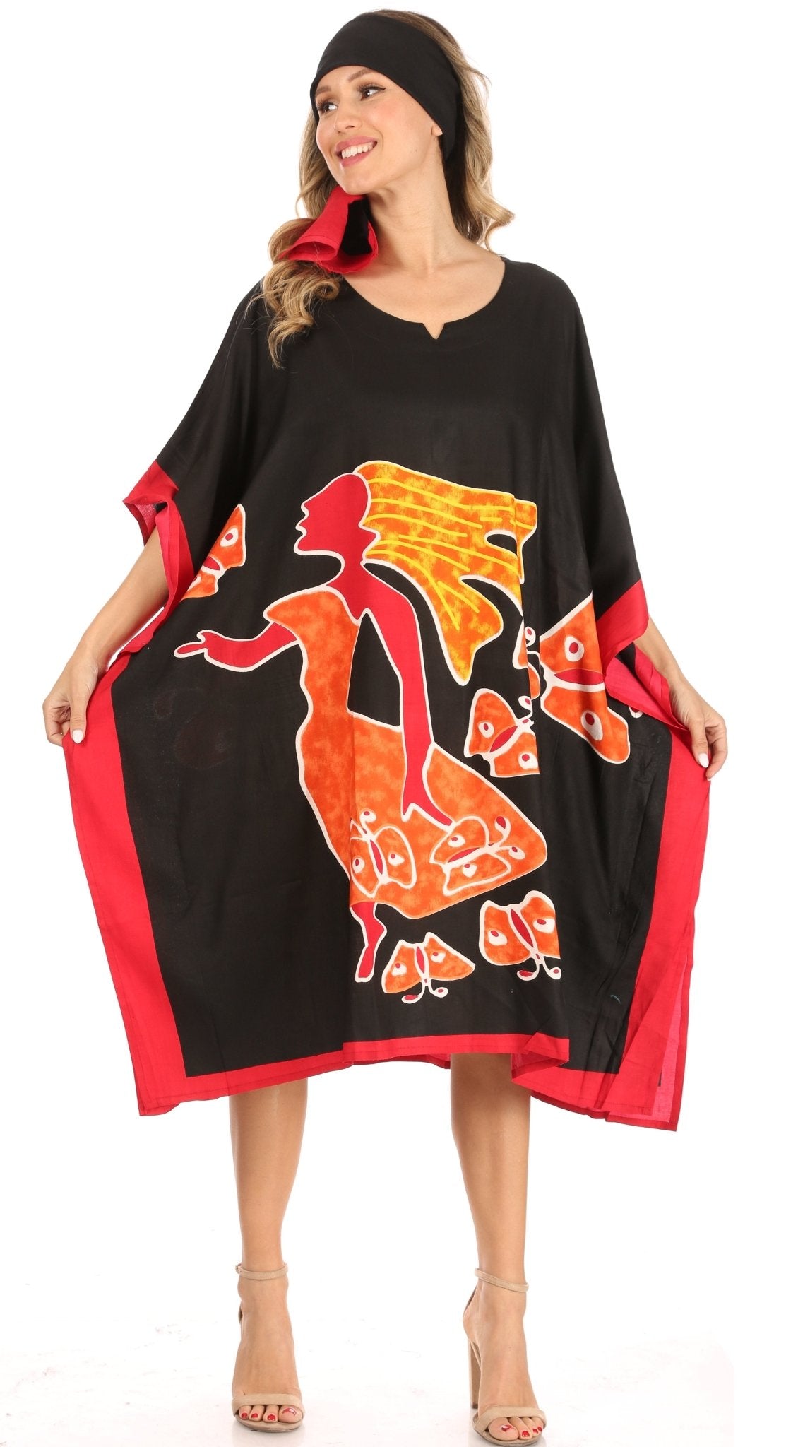 Sakkas Trina Women's Casual Loose Beach Poncho Caftan Dress Cover-up Many Print dresses La Vie Bien Sakkas Trina Women's Casual Loose Beach Poncho Caftan Dress Cover-up Many Print