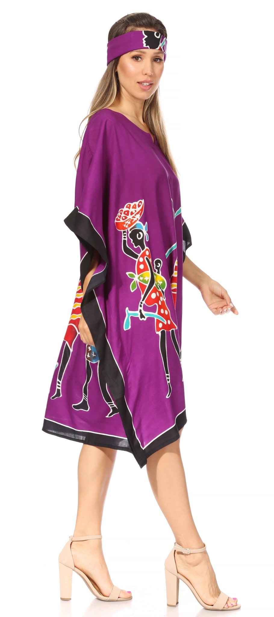 Sakkas Trina Women's Casual Loose Beach Poncho Caftan Dress Cover-up Many Print dresses La Vie Bien Sakkas Trina Women's Casual Loose Beach Poncho Caftan Dress Cover-up Many Print
