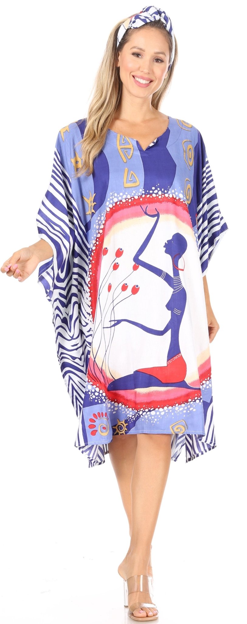 Sakkas Trina Women's Casual Loose Beach Poncho Caftan Dress Cover-up Many Print dresses La Vie Bien Sakkas Trina Women's Casual Loose Beach Poncho Caftan Dress Cover-up Many Print