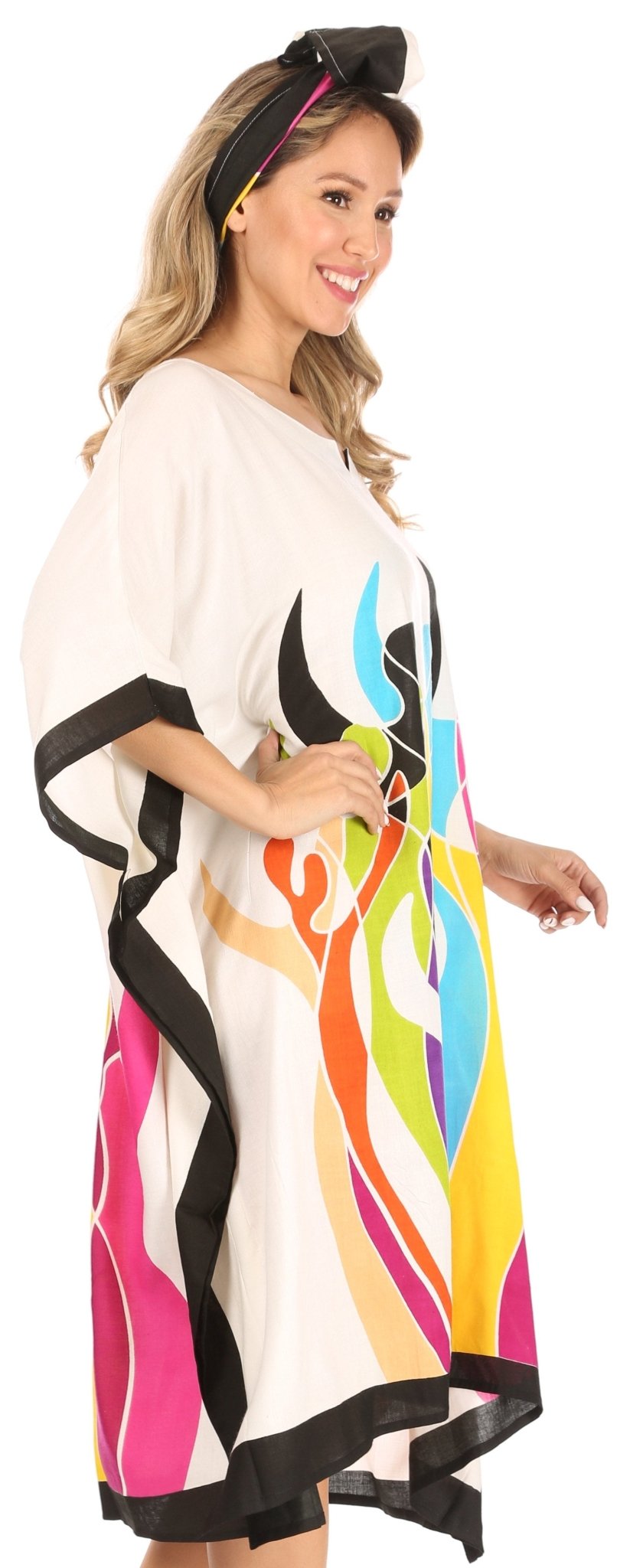 Sakkas Trina Women's Casual Loose Beach Poncho Caftan Dress Cover-up Many Print dresses La Vie Bien Sakkas Trina Women's Casual Loose Beach Poncho Caftan Dress Cover-up Many Print