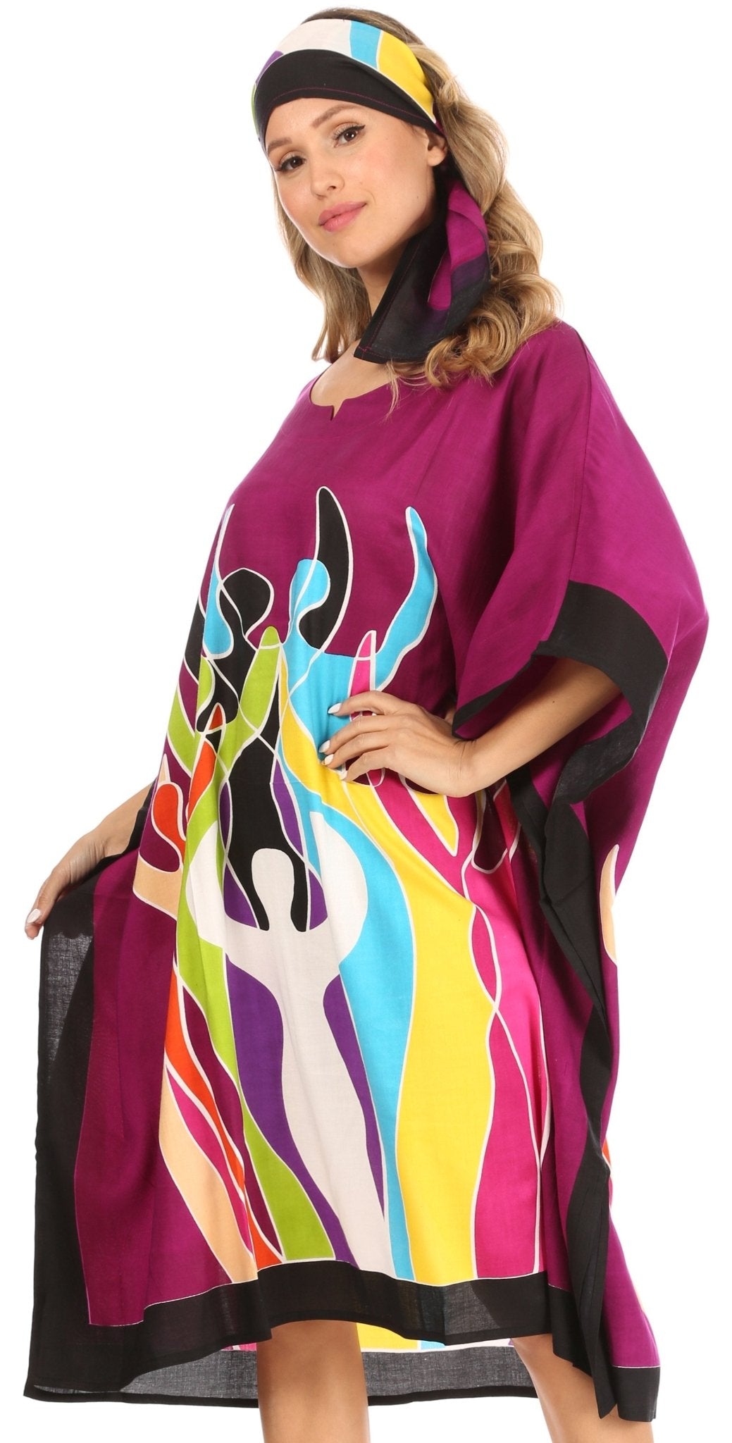 Sakkas Trina Women's Casual Loose Beach Poncho Caftan Dress Cover-up Many Print dresses La Vie Bien Sakkas Trina Women's Casual Loose Beach Poncho Caftan Dress Cover-up Many Print