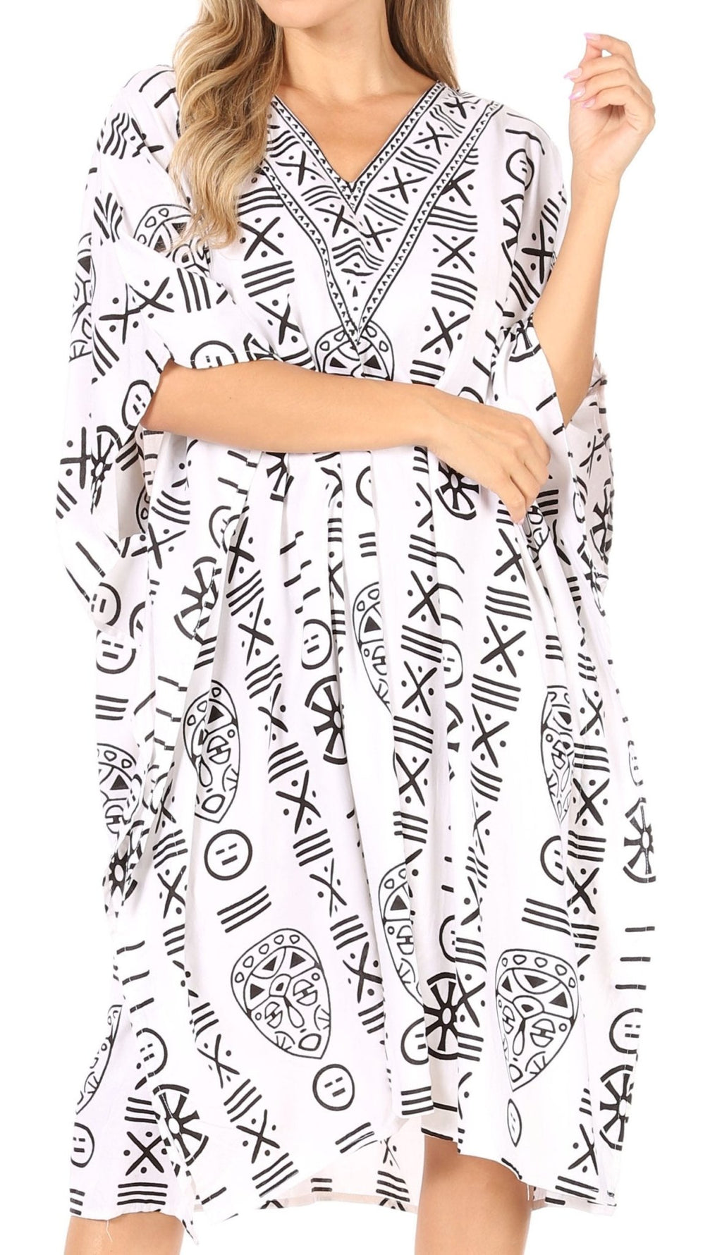 Sakkas Trina Women's Casual Loose Beach Poncho Caftan Dress Cover-up Many Print dresses La Vie Bien Sakkas Trina Women's Casual Loose Beach Poncho Caftan Dress Cover-up Many Print