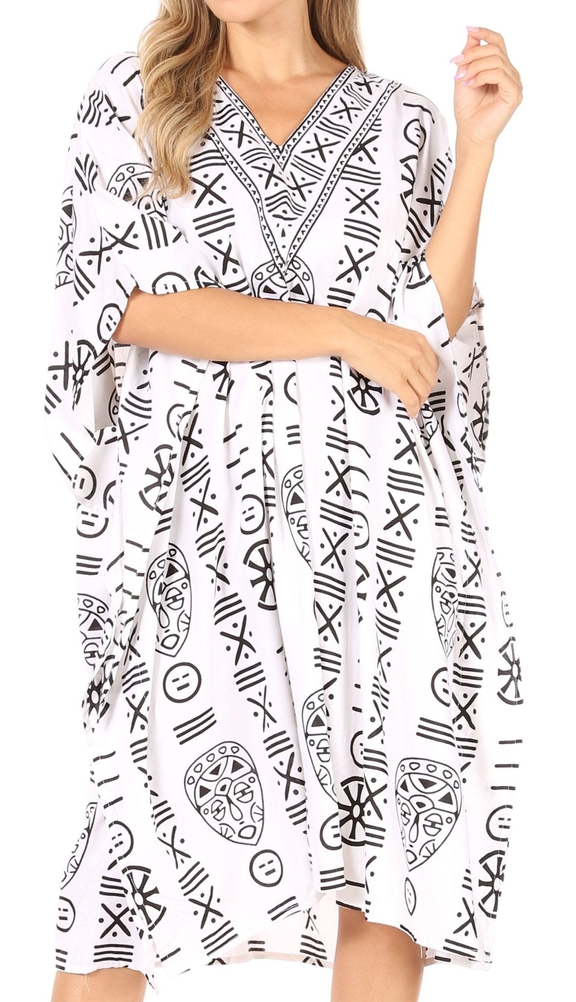 Sakkas Trina Women's Casual Loose Beach Poncho Caftan Dress Cover-up Many Print dresses La Vie Bien Sakkas Trina Women's Casual Loose Beach Poncho Caftan Dress Cover-up Many Print