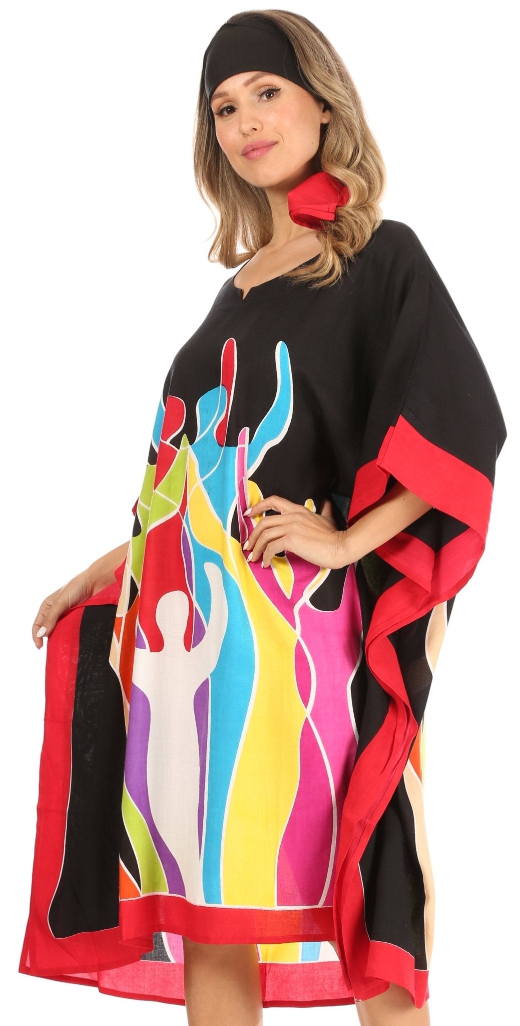 Sakkas Trina Women's Casual Loose Beach Poncho Caftan Dress Cover-up Many Print dresses La Vie Bien Sakkas Trina Women's Casual Loose Beach Poncho Caftan Dress Cover-up Many Print