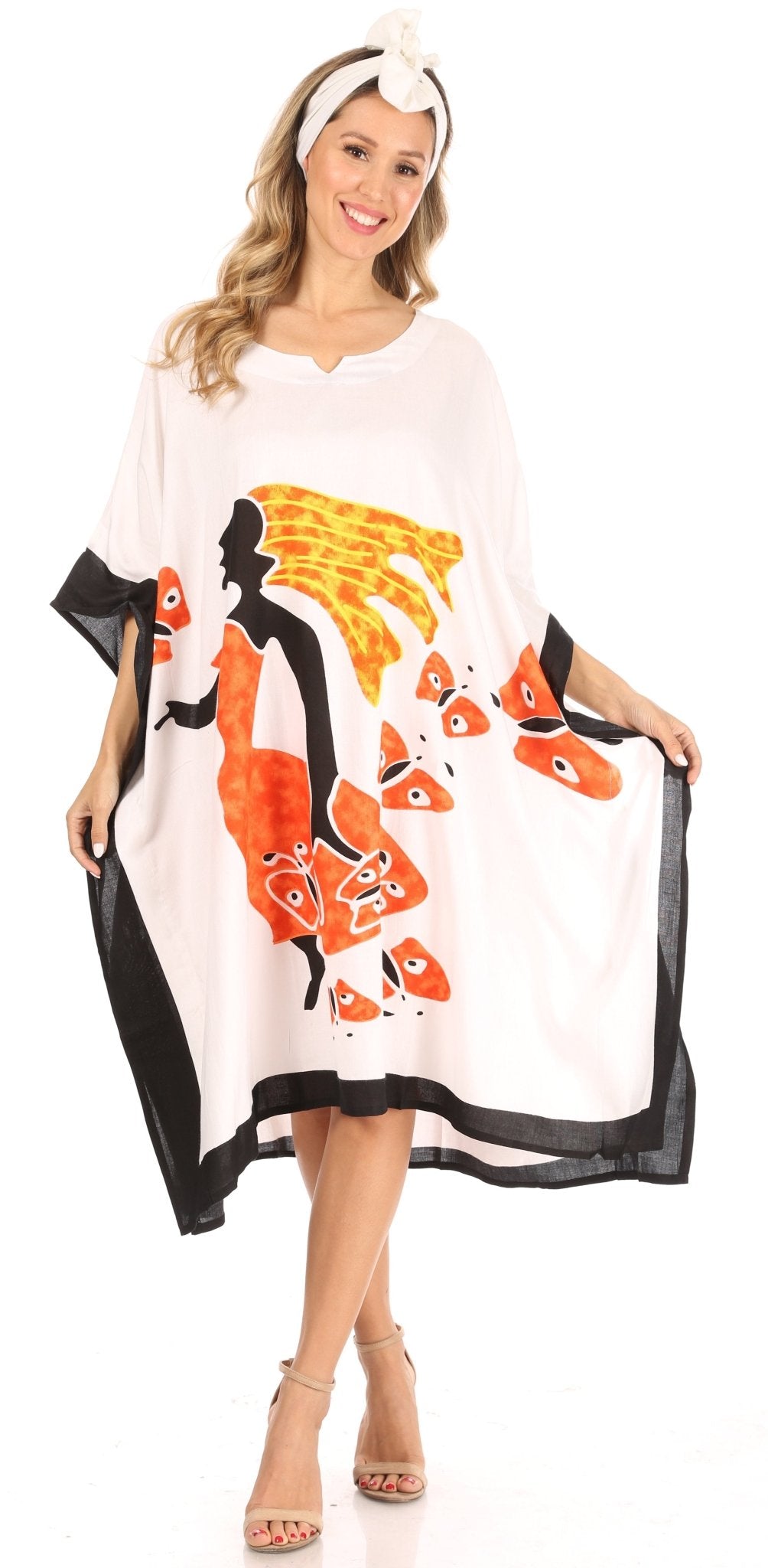 Sakkas Trina Women's Casual Loose Beach Poncho Caftan Dress Cover-up Many Print dresses La Vie Bien Sakkas Trina Women's Casual Loose Beach Poncho Caftan Dress Cover-up Many Print