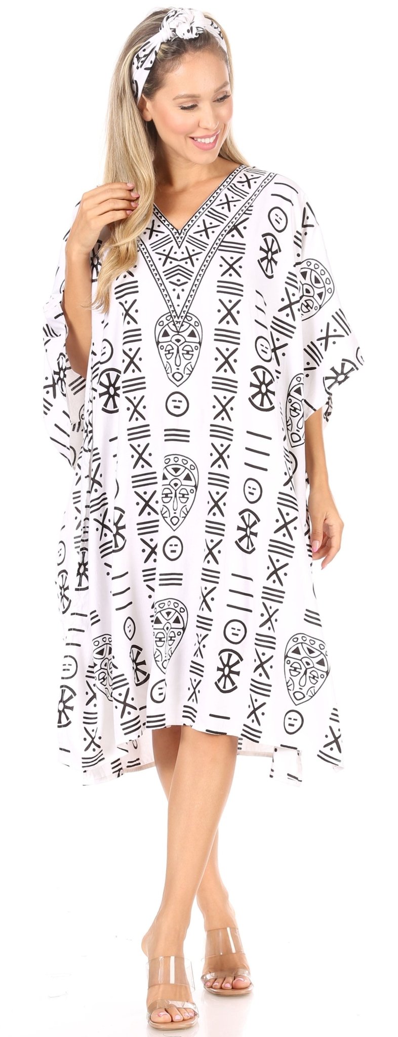 Sakkas Trina Women's Casual Loose Beach Poncho Caftan Dress Cover-up Many Print dresses La Vie Bien Sakkas Trina Women's Casual Loose Beach Poncho Caftan Dress Cover-up Many Print