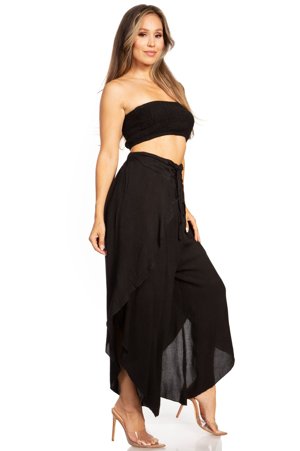 Sakkas Vanessa Women's Bandeau Tube Top & Wide leg Gaucho Pants Set Palazzo Boho - Buy One Get One pants La Vie Bien Sakkas Vanessa Women's Bandeau Tube Top & Wide leg Gaucho Pants Set Palazzo Boho - Buy One Get One