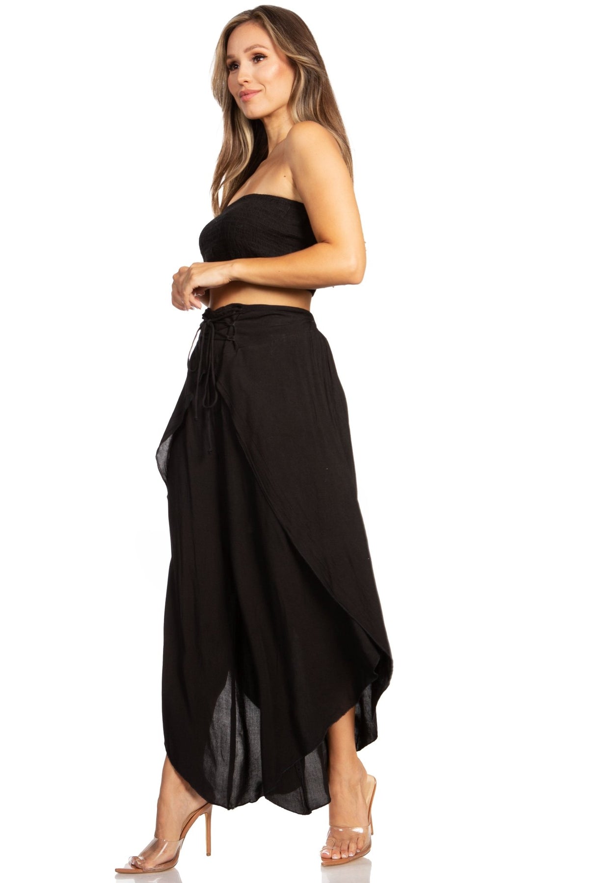Sakkas Vanessa Women's Bandeau Tube Top & Wide leg Gaucho Pants Set Palazzo Boho - Buy One Get One pants La Vie Bien Sakkas Vanessa Women's Bandeau Tube Top & Wide leg Gaucho Pants Set Palazzo Boho - Buy One Get One
