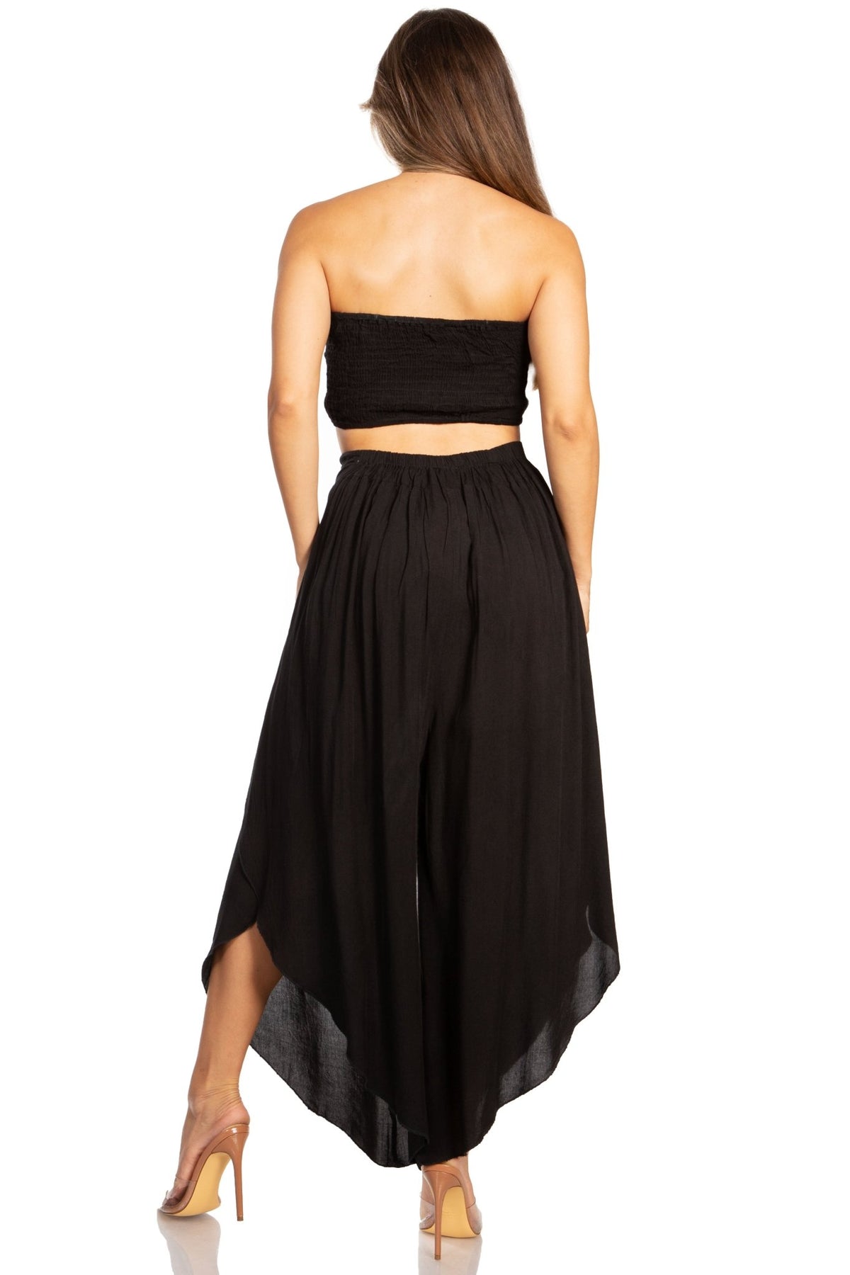 Sakkas Vanessa Women's Bandeau Tube Top & Wide leg Gaucho Pants Set Palazzo Boho - Buy One Get One pants La Vie Bien Sakkas Vanessa Women's Bandeau Tube Top & Wide leg Gaucho Pants Set Palazzo Boho - Buy One Get One