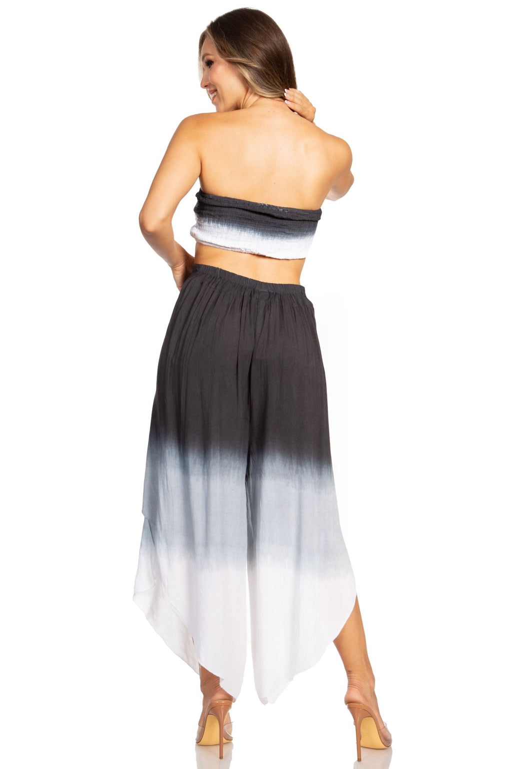 Sakkas Vanessa Women's Bandeau Tube Top & Wide leg Gaucho Pants Set Palazzo Boho - Buy One Get One pants La Vie Bien Sakkas Vanessa Women's Bandeau Tube Top & Wide leg Gaucho Pants Set Palazzo Boho - Buy One Get One