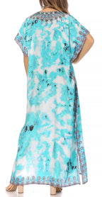 Sakkas Vicky Women's Casual Long Print Short Sleeve Petite Beach Maxi Caftan Dress - Buy One Get One Free dresses La Vie Bien Sakkas Vicky Women's Casual Long Print Short Sleeve Petite Beach Maxi Caftan Dress - Buy One Get One Free
