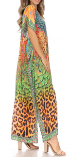 Sakkas Vicky Women's Casual Long Print Short Sleeve Petite Beach Maxi Caftan Dress - Buy One Get One Free dresses La Vie Bien Sakkas Vicky Women's Casual Long Print Short Sleeve Petite Beach Maxi Caftan Dress - Buy One Get One Free