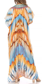 Sakkas Vicky Women's Casual Long Print Short Sleeve Petite Beach Maxi Caftan Dress - Buy One Get One Free dresses La Vie Bien Sakkas Vicky Women's Casual Long Print Short Sleeve Petite Beach Maxi Caftan Dress - Buy One Get One Free