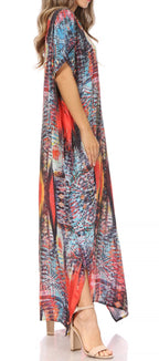 Sakkas Vicky Women's Casual Long Print Short Sleeve Petite Beach Maxi Caftan Dress - Buy One Get One Free dresses La Vie Bien Sakkas Vicky Women's Casual Long Print Short Sleeve Petite Beach Maxi Caftan Dress - Buy One Get One Free