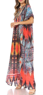 Sakkas Vicky Women's Casual Long Print Short Sleeve Petite Beach Maxi Caftan Dress - Buy One Get One Free dresses La Vie Bien Sakkas Vicky Women's Casual Long Print Short Sleeve Petite Beach Maxi Caftan Dress - Buy One Get One Free