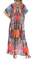 Sakkas Vicky Women's Casual Long Print Short Sleeve Petite Beach Maxi Caftan Dress - Buy One Get One Free dresses La Vie Bien Sakkas Vicky Women's Casual Long Print Short Sleeve Petite Beach Maxi Caftan Dress - Buy One Get One Free