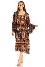 Sakkas Womens 3/4 Ruffled Sleeves Henley Neck Summer Short Flowy Dress/Beachwear dresses La Vie Bien Sakkas Womens 3/4 Ruffled Sleeves Henley Neck Summer Short Flowy Dress/Beachwear